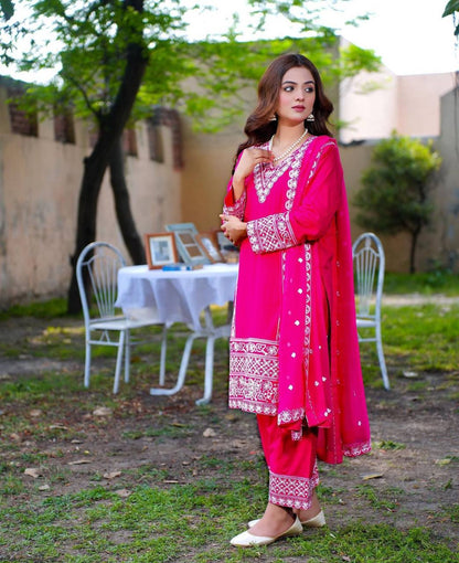 Hot pink Mommy & Me Sharara Set