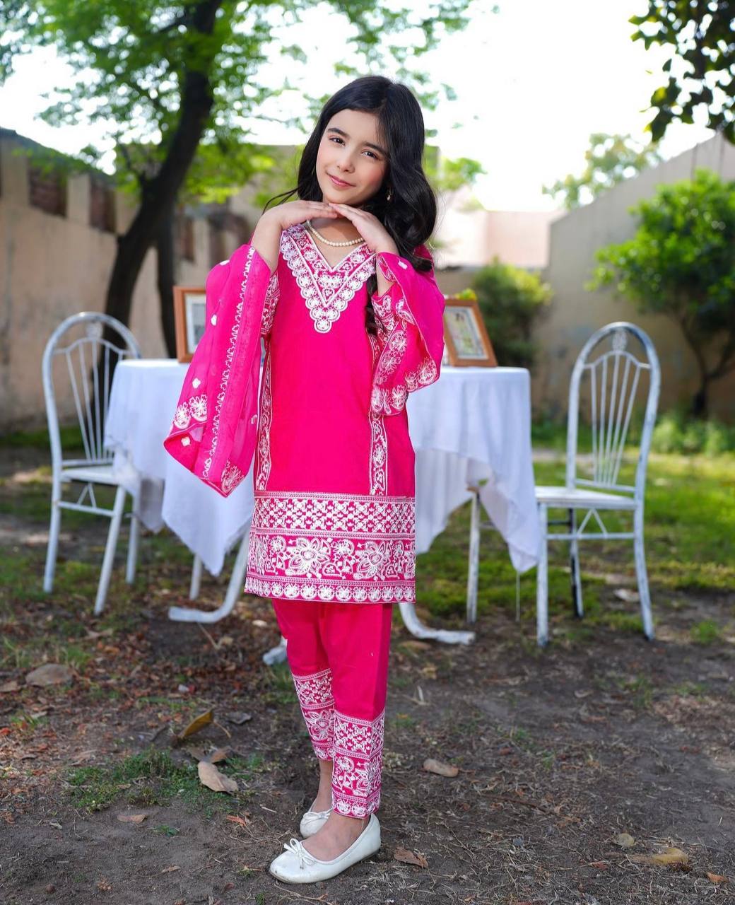 Hot pink Mommy & Me Sharara Set