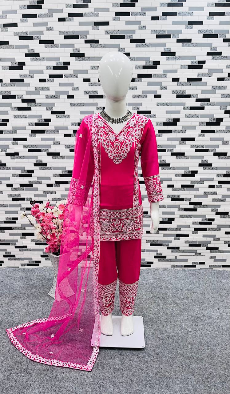 Hot pink Mommy & Me Sharara Set