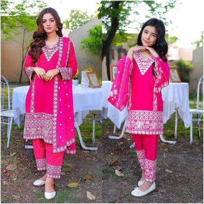 Hot pink Mommy & Me Sharara Set