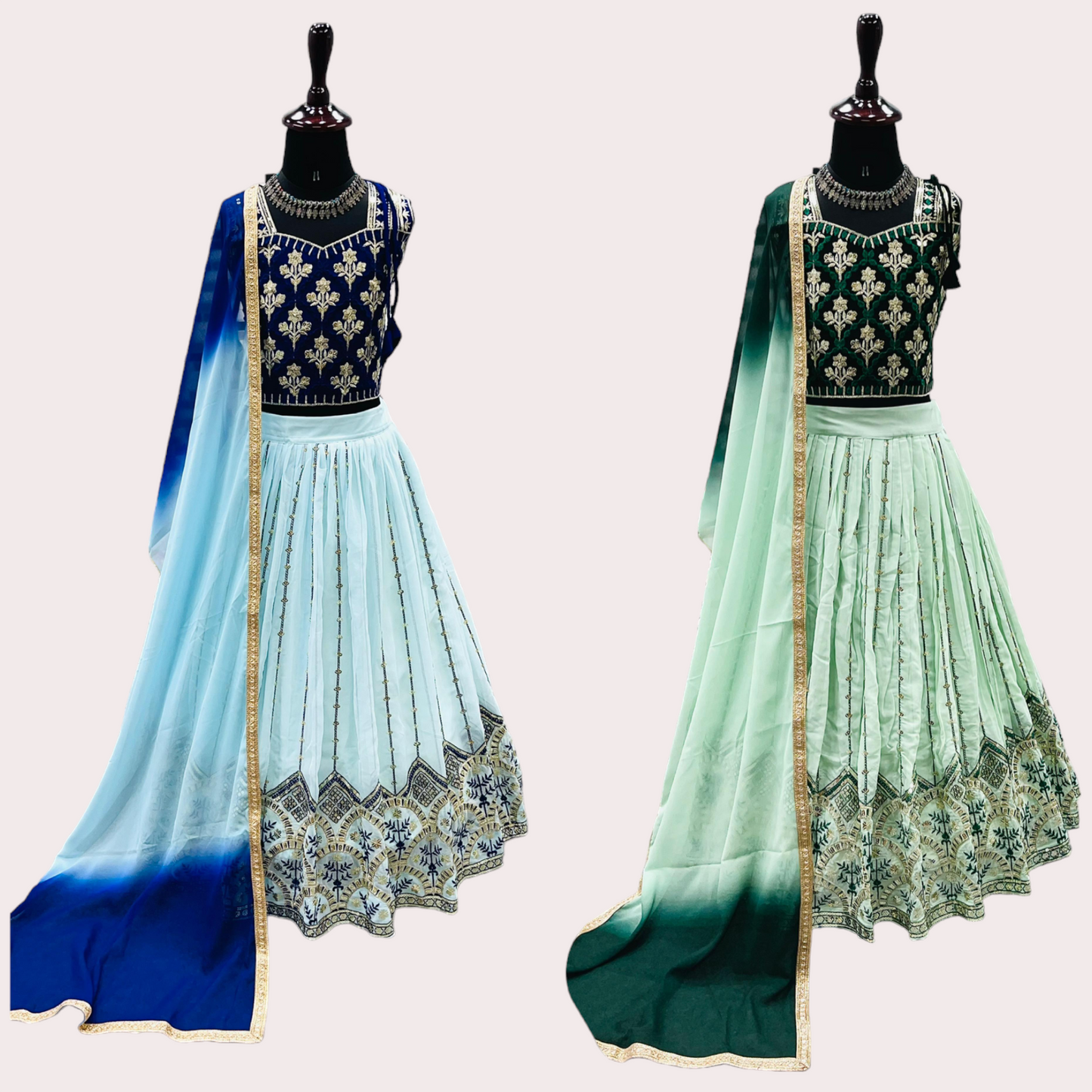 Royal Lengha choli in Blue or Green