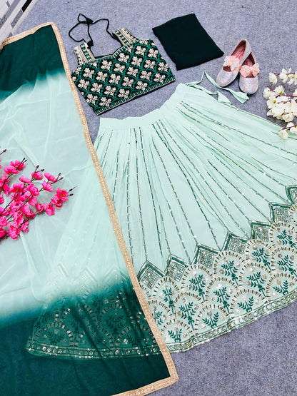 Royal Lengha choli in Blue or Green