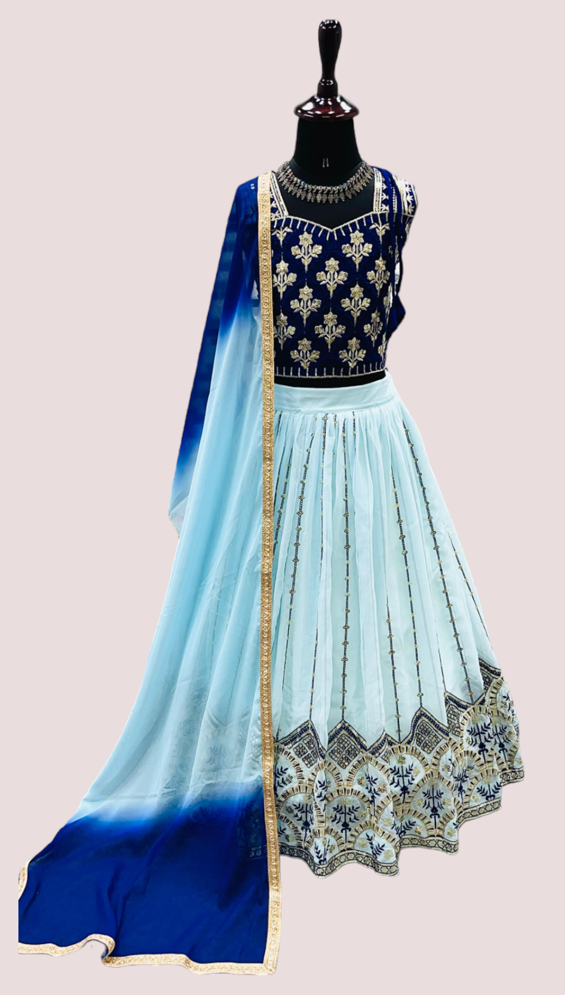 Royal Lengha choli in Blue or Green