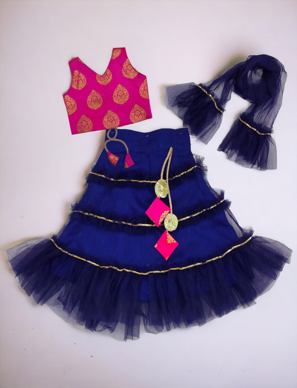 Navy and Pink Lengha choli