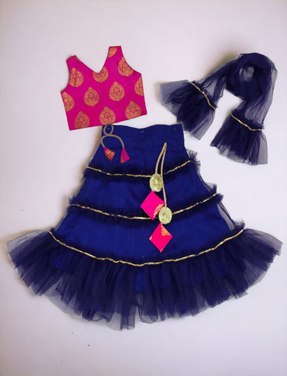 Navy and Pink Lengha choli