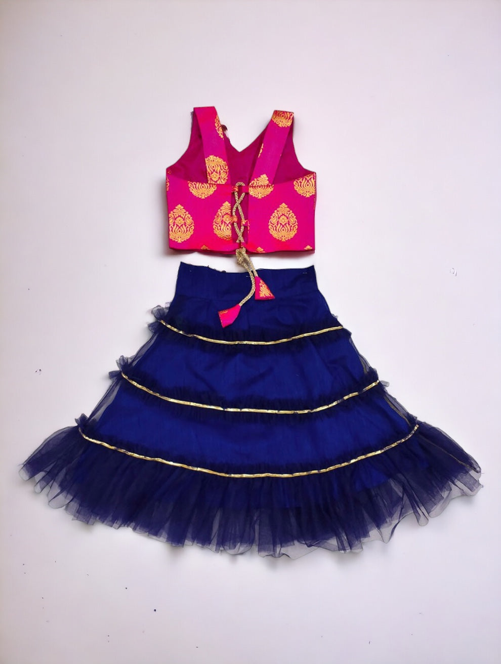 Navy and Pink Lengha choli