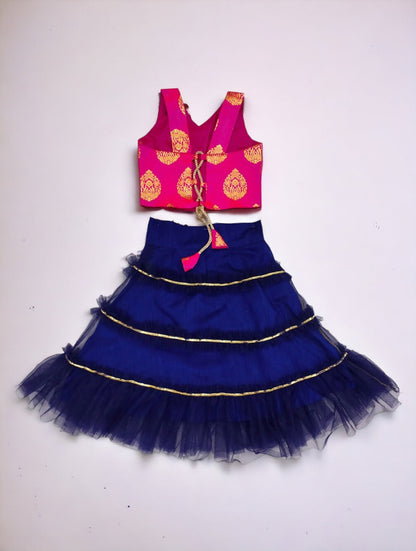 Navy and Pink Lengha choli