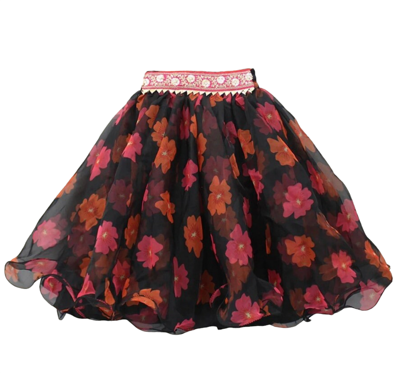 Black & Pink Floral One Shoulder Lehenga choli