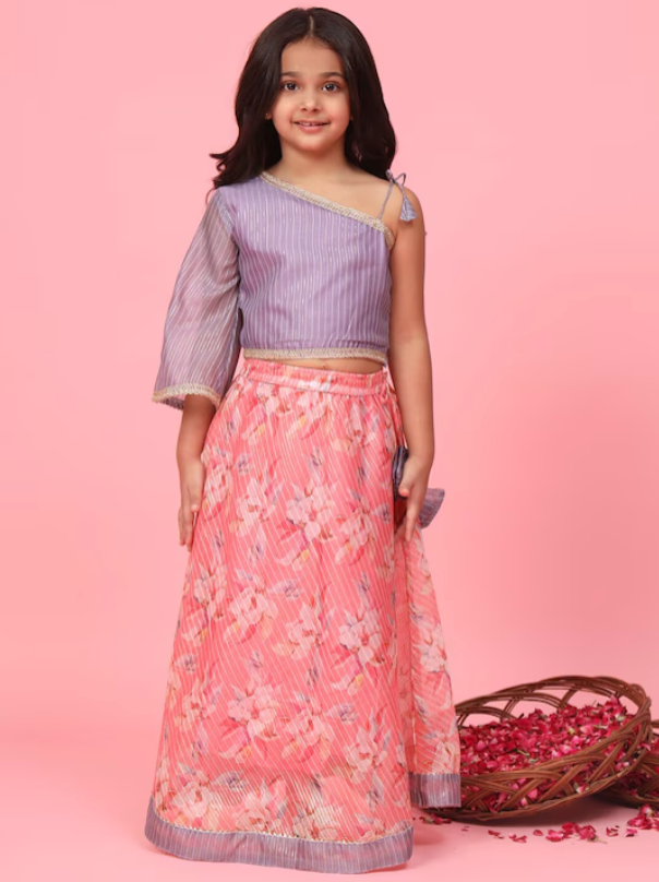 Purple & Pink One Shoulder Lehenga choli