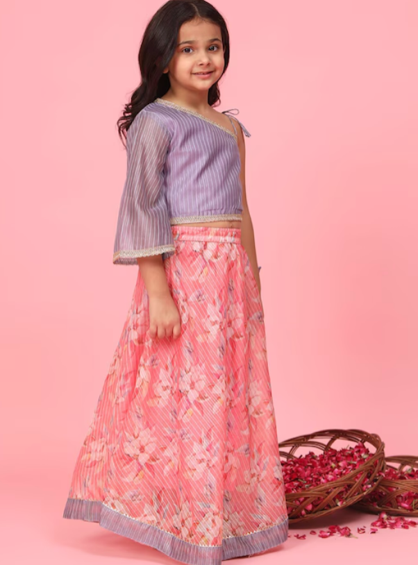 Purple & Pink One Shoulder Lehenga choli