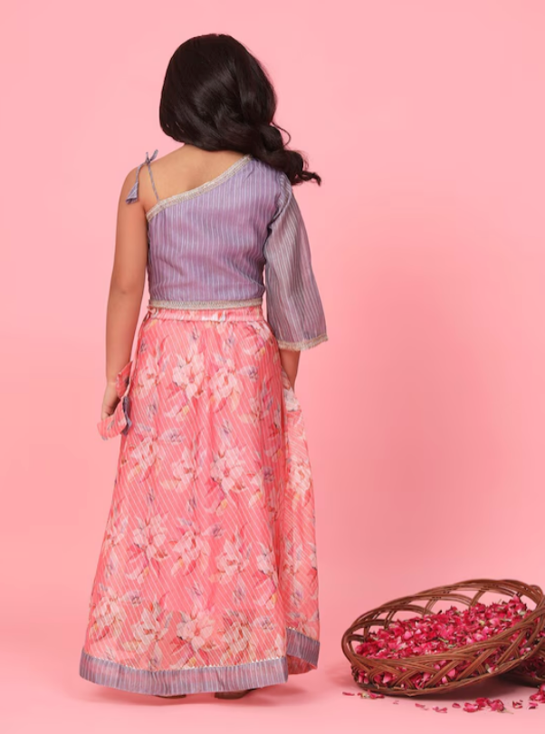 Purple & Pink One Shoulder Lehenga choli