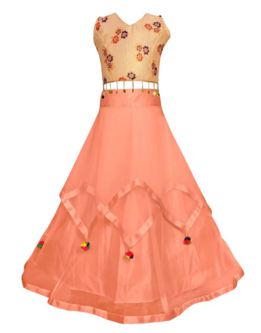 Peach & Red Lehenga choli