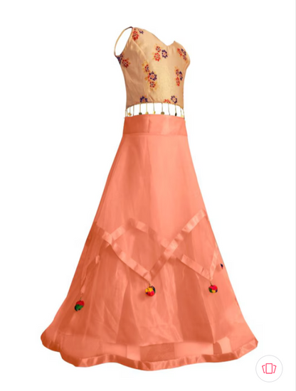 Peach & Red Lehenga choli