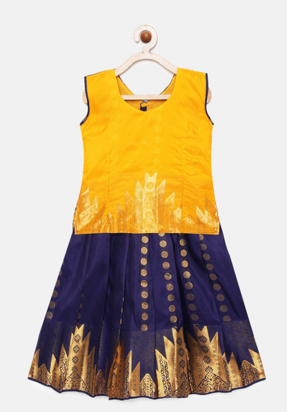 Yellow & Navy Pavadai Set