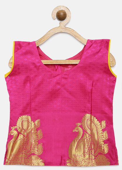 Pink & Yellow Pavadai Set