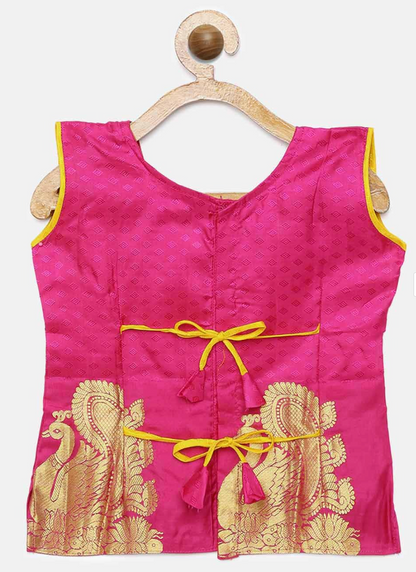 Pink & Yellow Pavadai Set