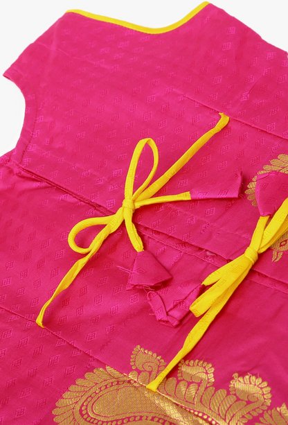 Pink & Yellow Pavadai Set